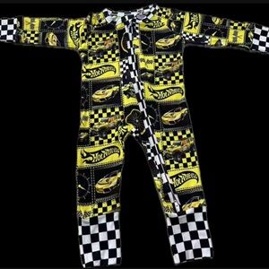 BAMBOO Kids One Piece Footie - Black and Yellow Checkered